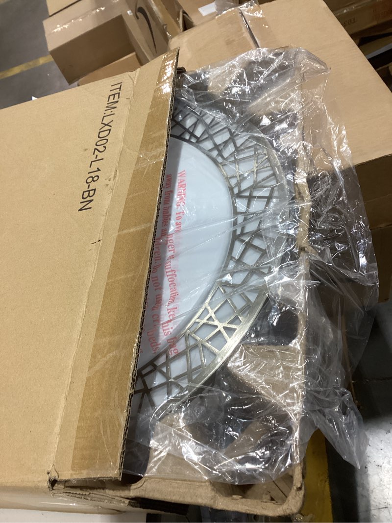 Condition photo showing Good Condition for Lightania 18 Inch Flush Mount Ceiling Light, Modern Brushed Nickel LED Ceiling Light Fixture, 35W 3500LM 2700-6500K Adjustable, Dimmable Ceiling Lights for Bedroom, Kitchen, Hallway, Bathroom, ETL 18 inch Brushed Nickel