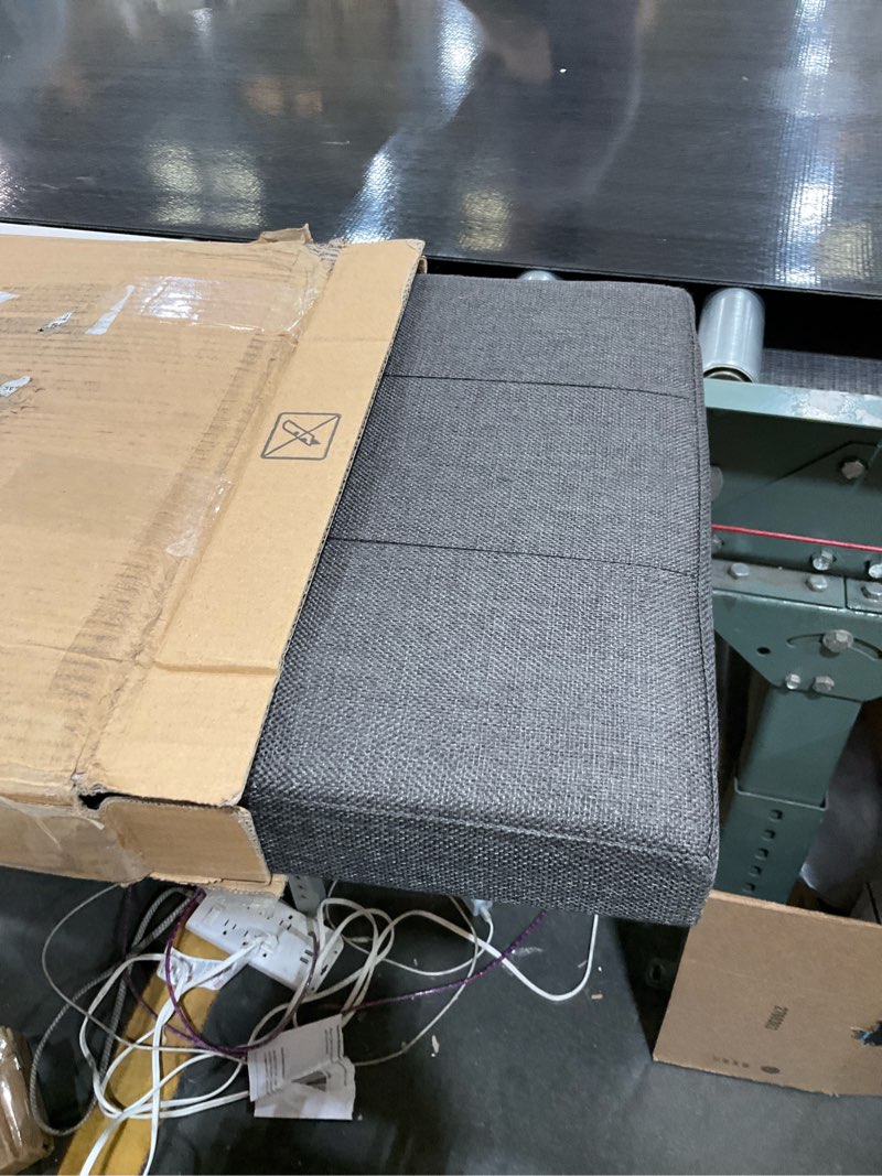 Condition photo showing Good Condition for CUYOCA 45.3 Inches Storage Ottoman Bench Foldable Seat Footrest Shoe Bench End of Bed Storage with Flipping Lid, 166L Storage Space, Linen Fabric Black 45.3" Flip Black