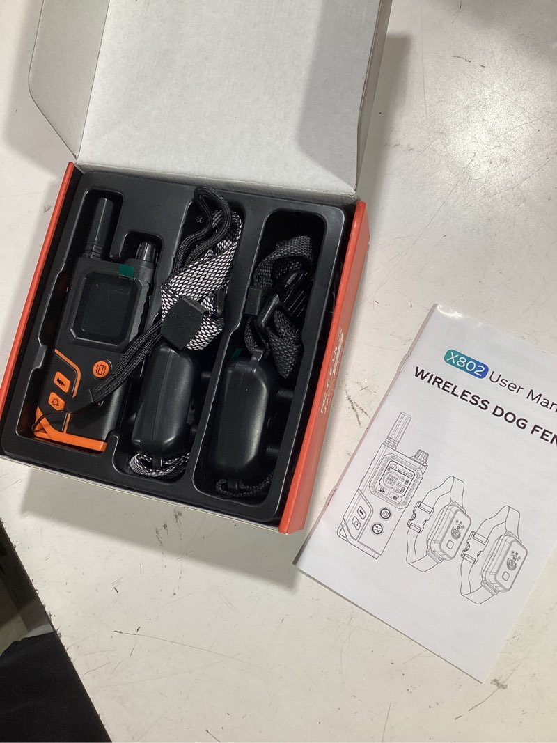 Condition photo showing Good Condition for 2in1 wireless dog collar fence system & correction collar, invisible electric fence for dogs remote range 25-3500ft, 4 training modes, rechargeable waterproof pet containment for outdoor (black grey)