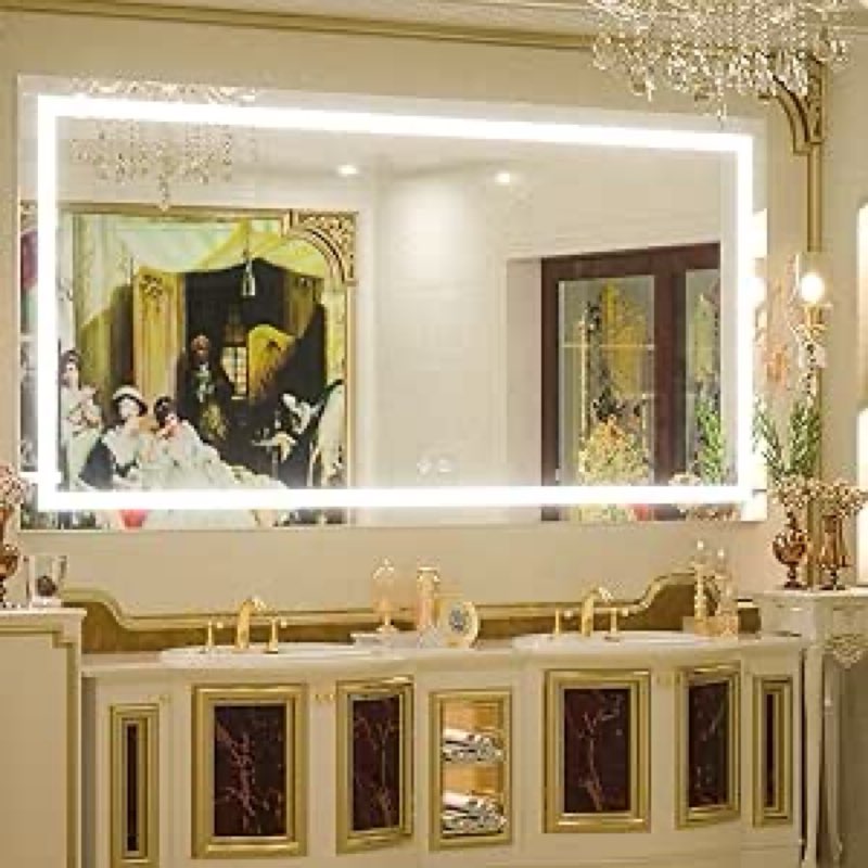 72x36 Inch LED Bathroom Mirror with Lights,Anti-Fog Dimmable Lighted Vanity Mirror Wall Mounted, Tempered Glass, Waterproof, Shatterproof, Horizontal/Vertical