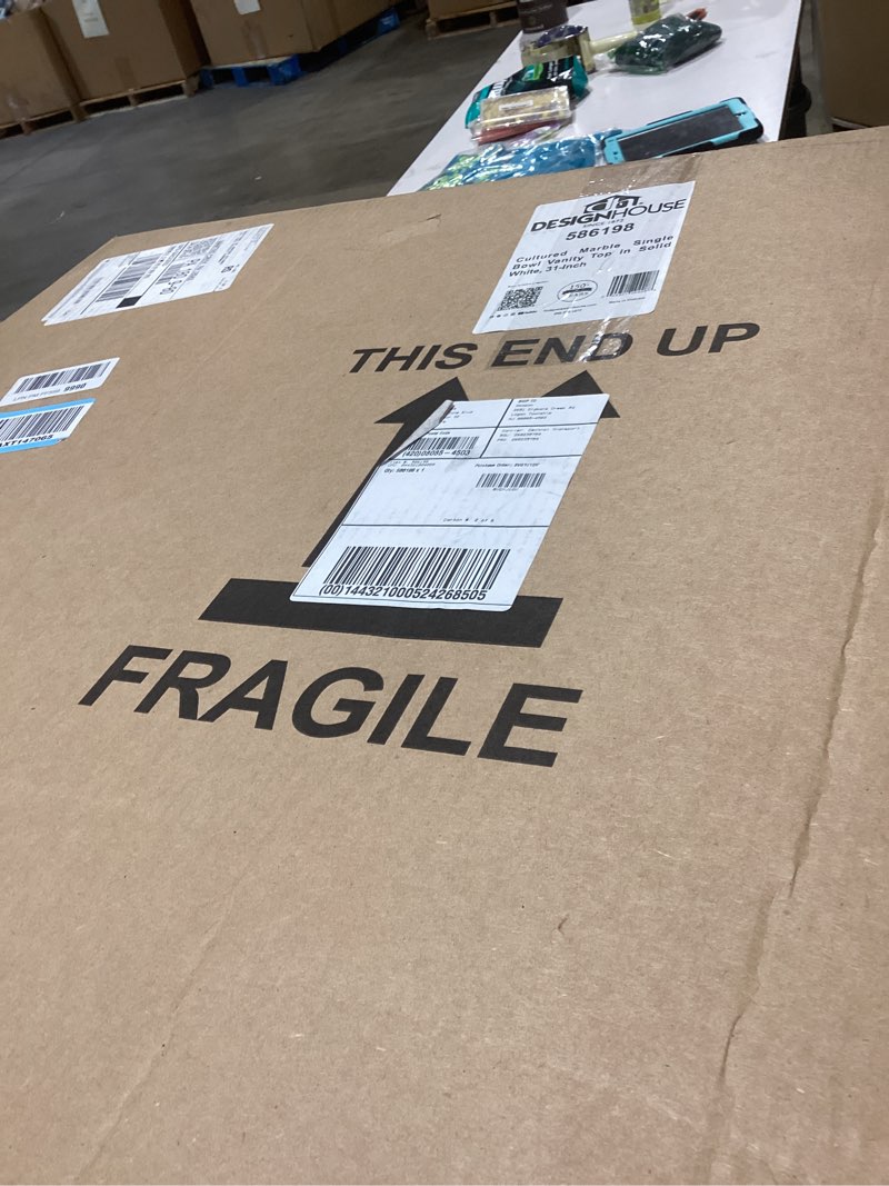 Design House Vanity Top Sink, Cultured Marble, 3 Predrilled Centerset, 4 in Backsplash, Stain-Resist