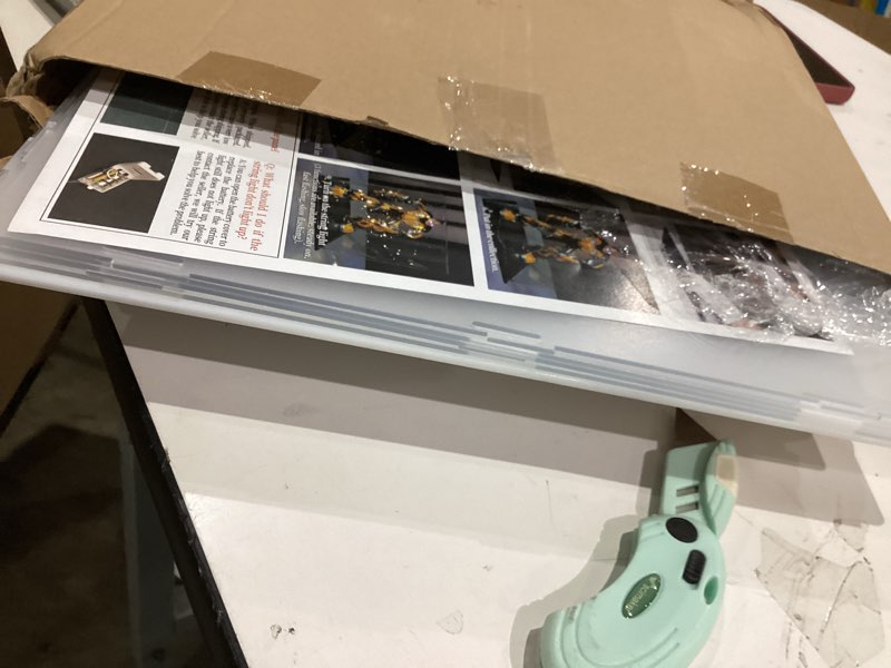 Condition photo showing As Is for LANSCOERY Acrylic Display Case, Assemble Showcase Display Box for Collectibles, with Dustproof & Seamless Display Design, 13x13x13inch White Base 13x13x13inch; 33x33x33cm White