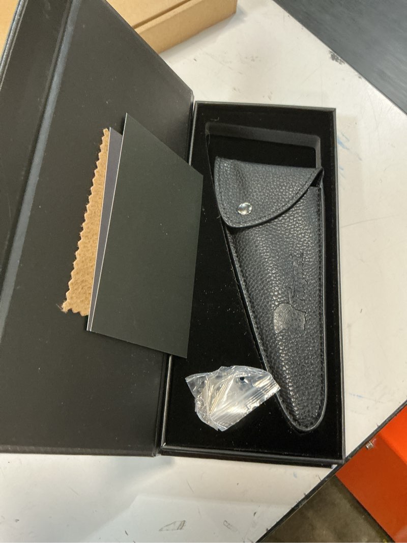 Condition photo showing Good Condition for fagaci left handed professional thinning shears 6 inch with extremely sharp blades, 440c steel thinning scissors, durable, smooth motion & fine cut, hair scissors with elegant sheath hair thinning scissors - left handed 6 inch