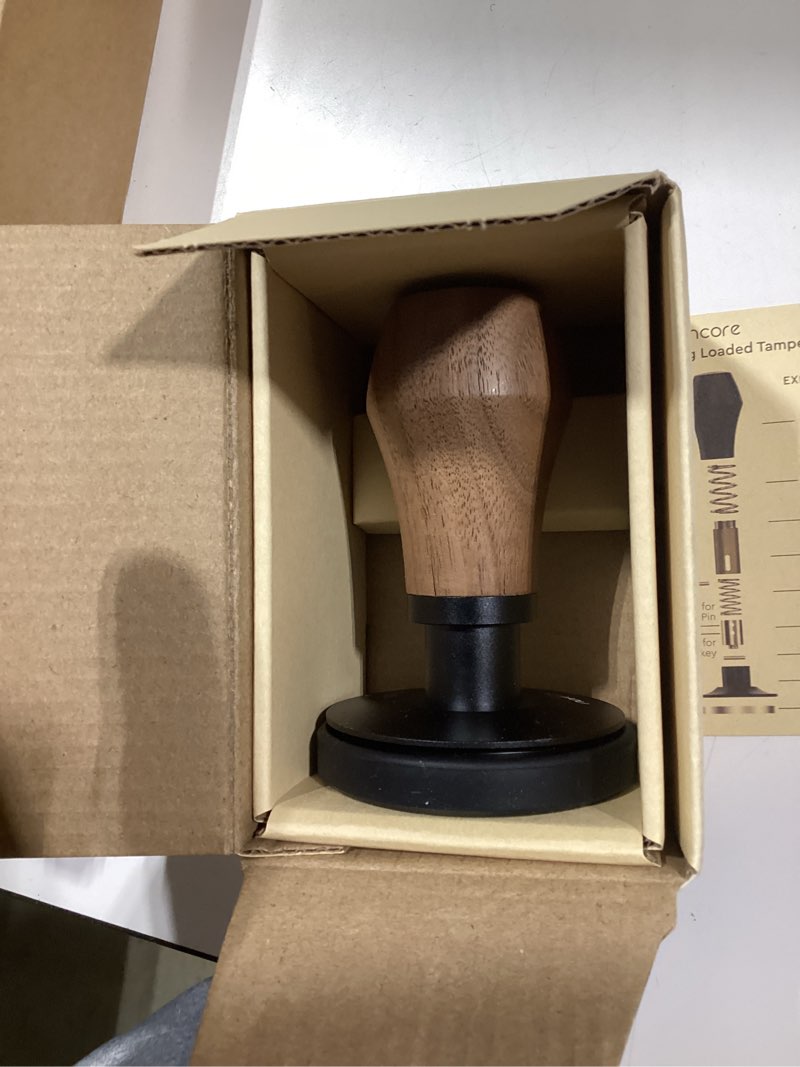Condition photo showing Good Condition for Normcore 58mm Espresso Tamper, Spring Loaded Coffee Tamper 58mm With Titanium PVD Coating Ripple Base, Genuine American Walnut Handle 58mm Ripple Base + Walnut Handle Walnut