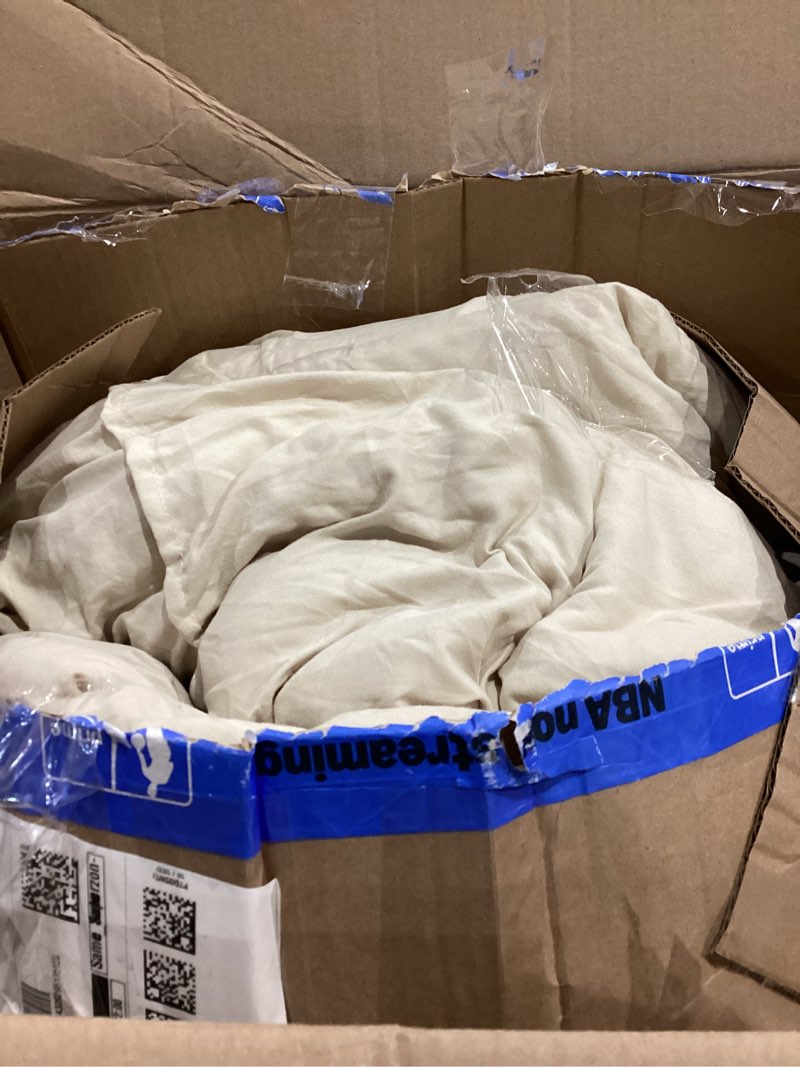 Condition photo showing Good Condition for masaca oversized king comforter 128"x120",solid color pinch pleated extra large king comforter set,3 pieces soft textured wheat bedding comforter set ultra soft oversized king plus 128x120 wheat