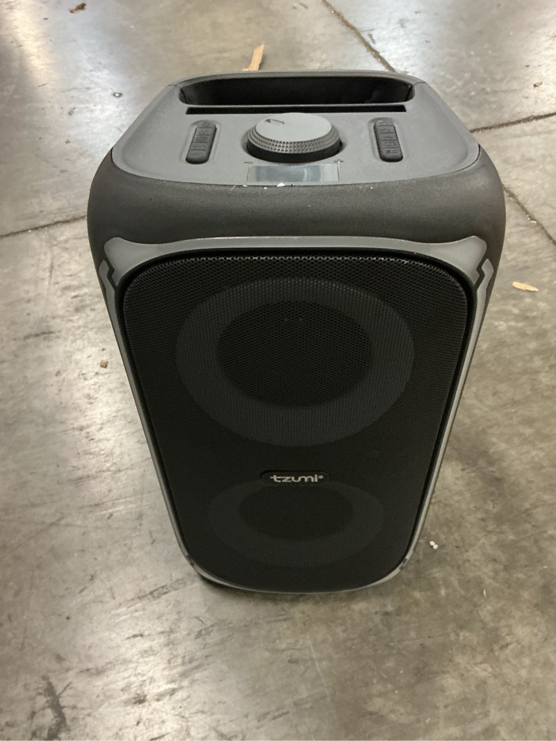 Condition photo showing As Is for tzumi super bass jobsite speaker