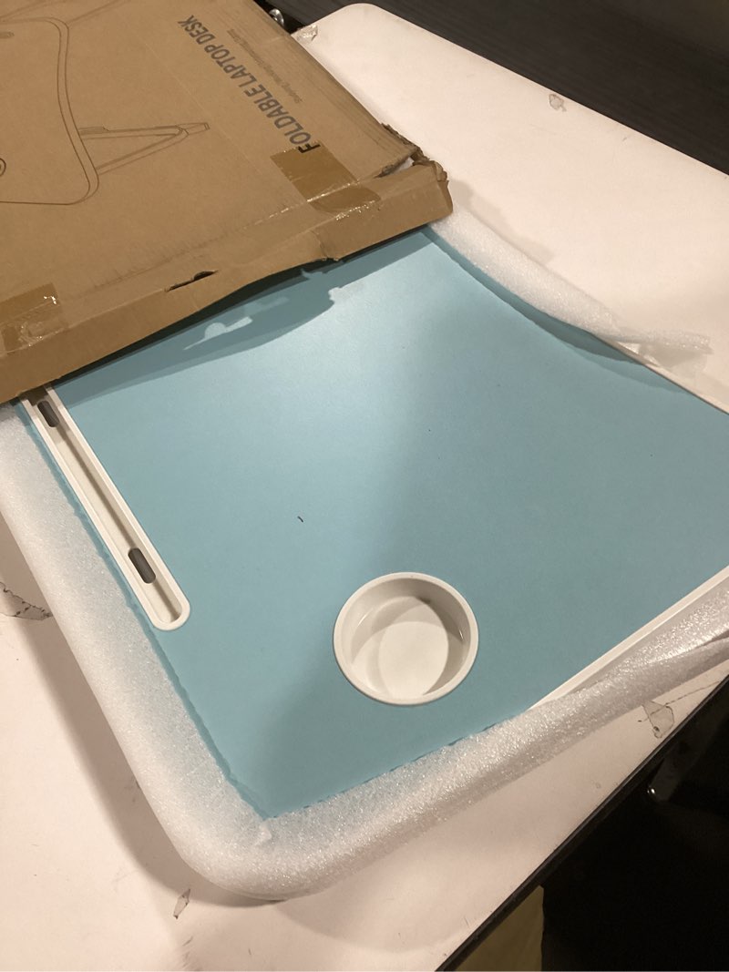Condition photo showing Good Condition for Laptop Bed Desk, Foldable Lap Desk, Portable Lap Table, Laptop Stand with Cup Holder & Tablet Slot & Lifting Handle for Working Writing Drawing & Eating - Blue