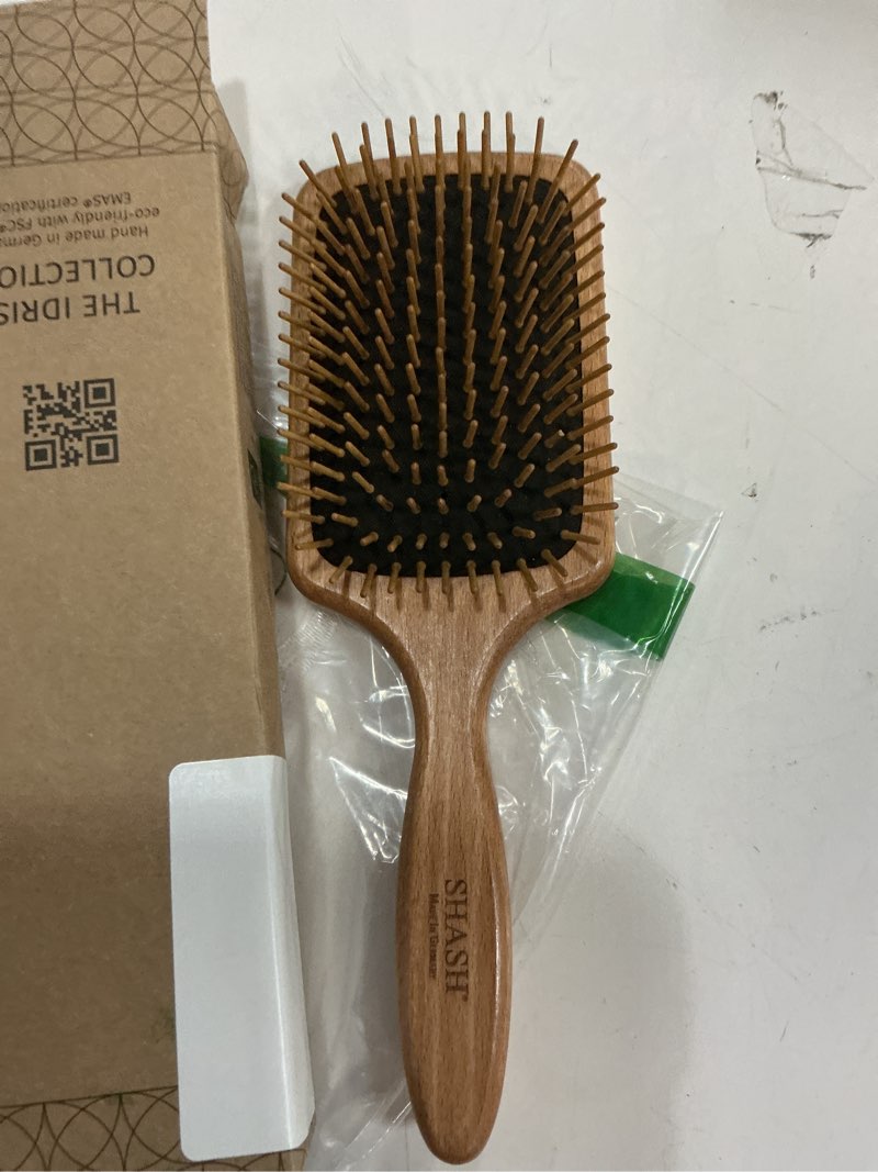 Condition photo showing Good Condition for SHASH Since 1869 Made in Germany Wooden Paddle Brush - Gently Detangles, Styles, Conditions Hair with Minimal Frizz and Breakage - Safe for All Hair Types, Wet or Dry - Eco-Sourced Wood Medium
