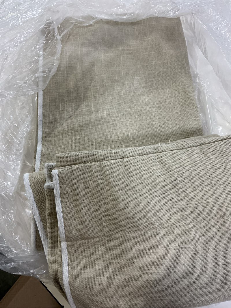 Condition photo showing Good Condition for piped edge cotton true blackout curtain - single panel, 48x84, ivory/oatmeal piping