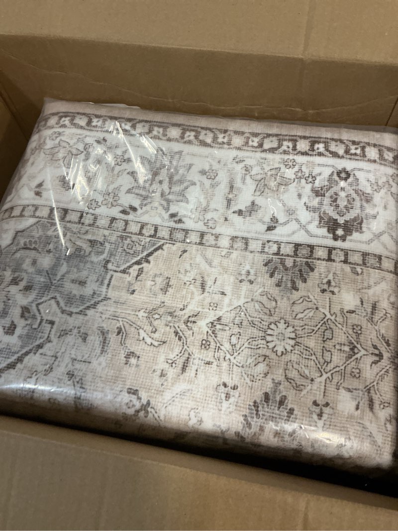 Condition photo showing New/Like New for washable 3x12 hallway runner rug: vintage non slip soft rug for entryway kitchen living room low-pile water resistant carpet for bathroom nursery thin floor mat for bedroom dining room(beige,3x12) 3' x 12' (rectangular) beige