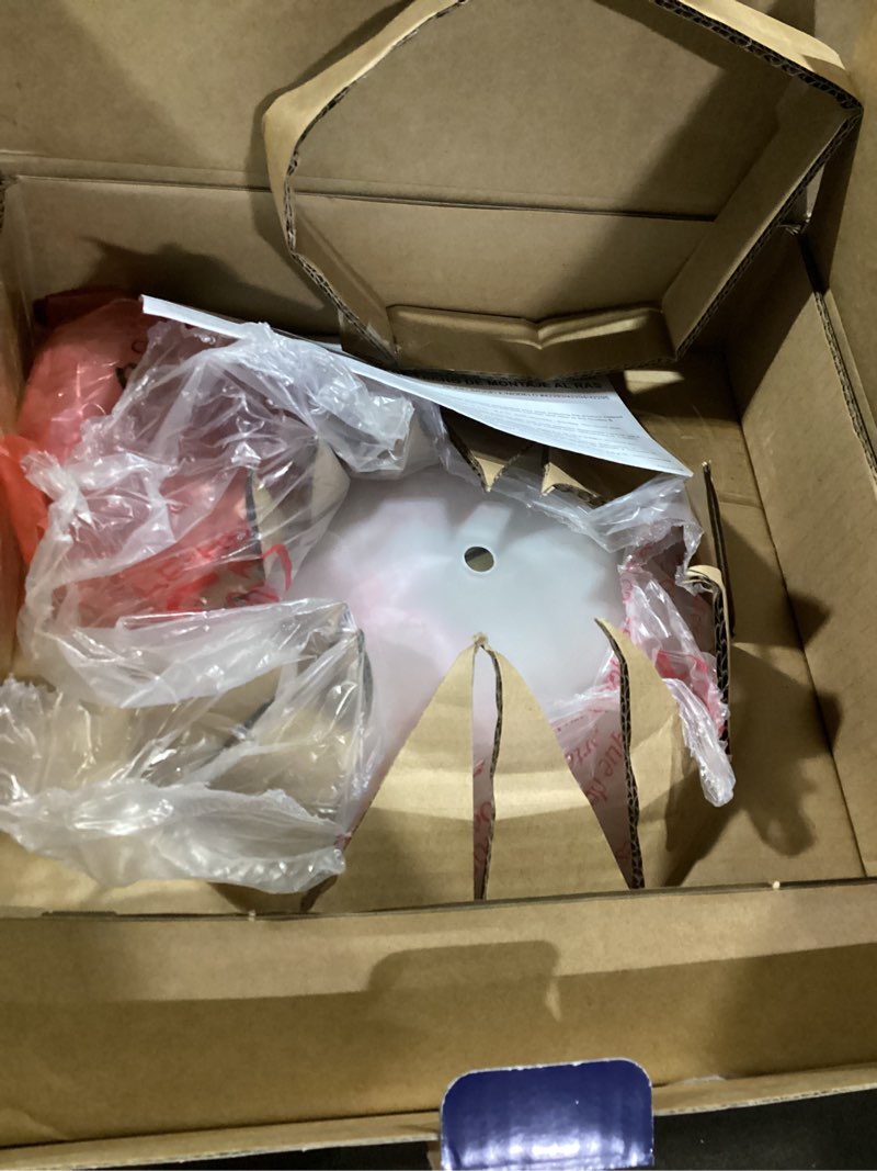 Condition photo showing As Is for project source 13-in white indoor 2 -light flush mount light with alabaster glass