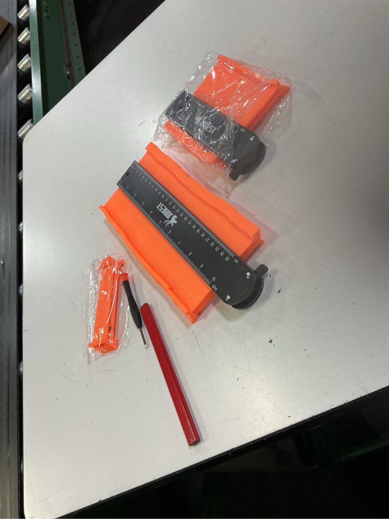 Condition photo showing Good Condition for jorest connectable contour gauge (10+5 inch), gifts ideas for men dad handyman husband him, shape profile duplicator with lock, outline angle measuring tool, template tool, tile flooring, scribe edge 15 inch package