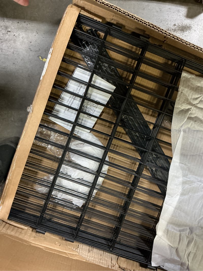 Condition photo showing New/Like New for [3-ply] no dig garden fence animal barrier with gate, 32 in (h) x23.6ft (l), 10 panels metal dog fence outdoor for yard, decorative temporary fence tall garden fencing for dogs outside 32" (h) 10 panels- 23.6ft (l) + 4 gate lock