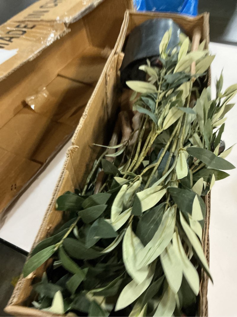 Condition photo showing Good Condition for artificial olive tree for living room decor, 6ft bendable fake plants artificial indoor, faux silk plant fake trees in potted with oliver branch leaves and fruits for modern home house office décor