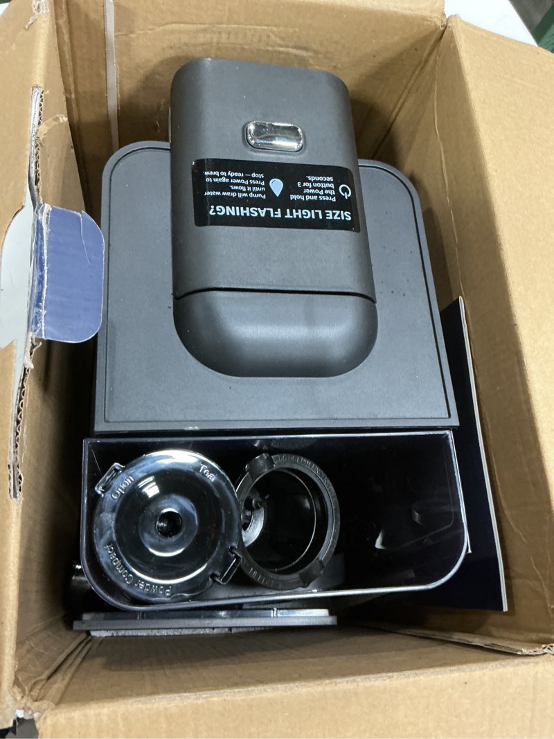 Condition photo showing As Is for Hot & Iced Coffee Maker with Bold Setting, Single Serve Coffee Maker for K Cup and Grounds, 6-14 Oz Brew Sizes, 50 Oz Removable Water Tank, One Cup Coffee Machine with Reusable Filter, Black