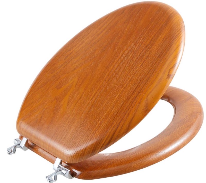 Angel Shield Wood Toilet Seat Elongated with Soft Close,Easy Clean,Quick-Release Hinges(Elongated,Wood)