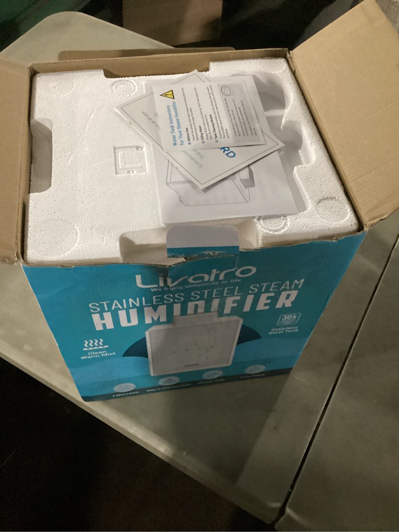 Condition photo showing New/Like New for Stainless Steel Humidifier, 3L Warm Mist Humidifier, Easy Clean with Warm Steam Humidifier, Healthy Air Mist Humidifiers for Bedroom Living Room, with Sleep Mode and Auto-off Setting 3LWhite