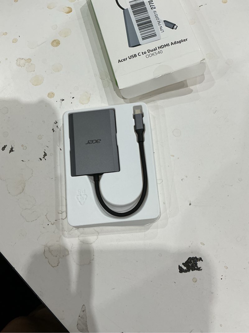 Condition photo showing Good Condition for acer 4-in-1 usb c hub, type c to dual hdmi adapter 4k@60hz, hdmi splitter for dual monitors with 100w pd port, usb 3.0, dual monitor adapter compatible with acer, dell xps, hp, macbook neo/air/pro