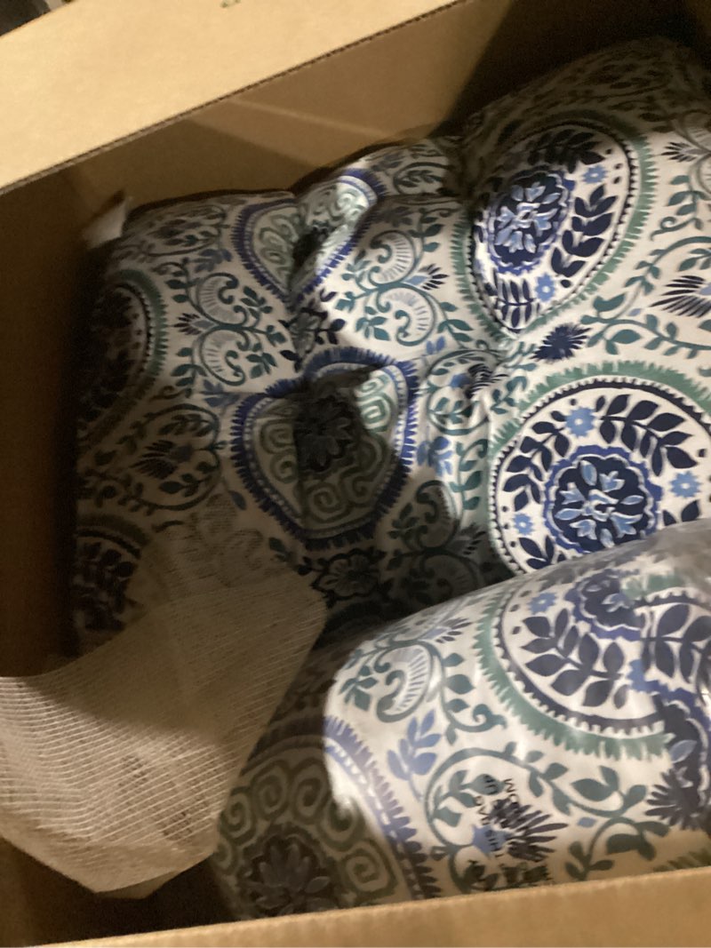 Condition photo showing Good Condition for arden outdoor deep seat cushion set (2-pack), 22 in x 24 in, weather-proof, rain-proof, fade resistant patio cushion for chair, sofa, and couch blue garden floral polyfill blue garden floral 2 pack