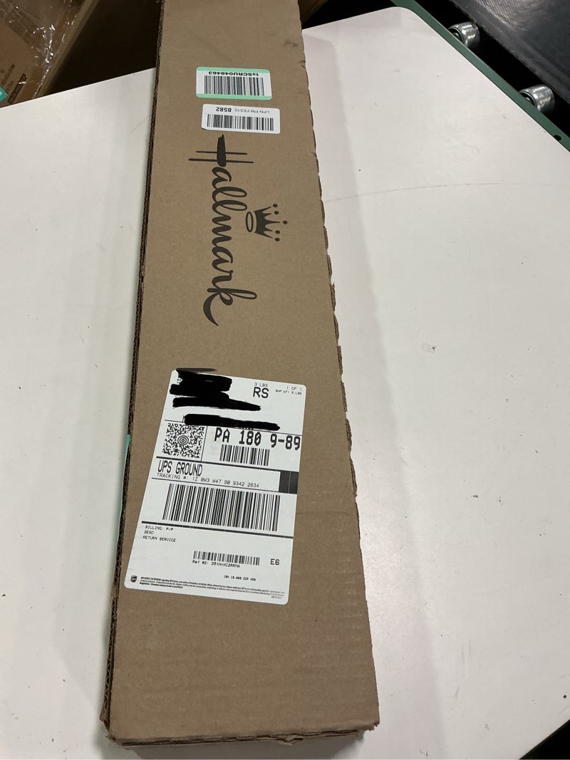 Condition photo showing New/Like New for Hallmark Black Christmas Wrapping Paper with Cut Lines on Reverse (3 Rolls: 120 sq. ft. ttl) Retro Santa, Black and White Buffalo Plaid, Train and Trees (0005JXW1077) Retro Santa, Plaid, and Train