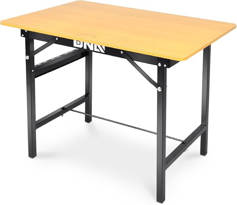 DNA MOTORING TOOLS-00460 Portable Folding Work Table with Tape Measure and Angle Finder. Ideal for garage, home, woodworking, and tools.