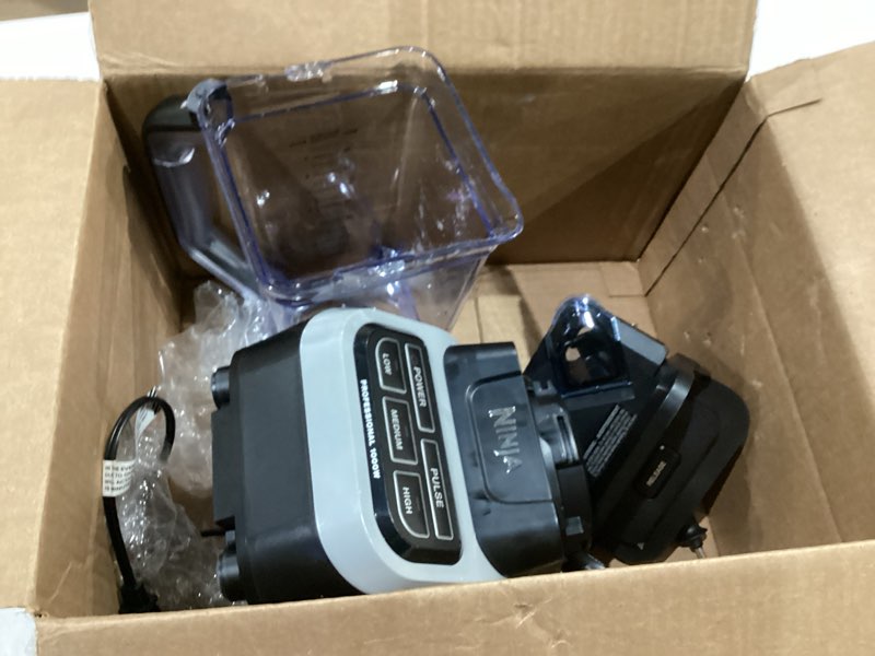 Condition photo showing As Is for ninja bl610 professional 72 oz countertop 1000-watt base and total crushing technology for-smoothies, ice and frozen fruit, black, blender + pitcher