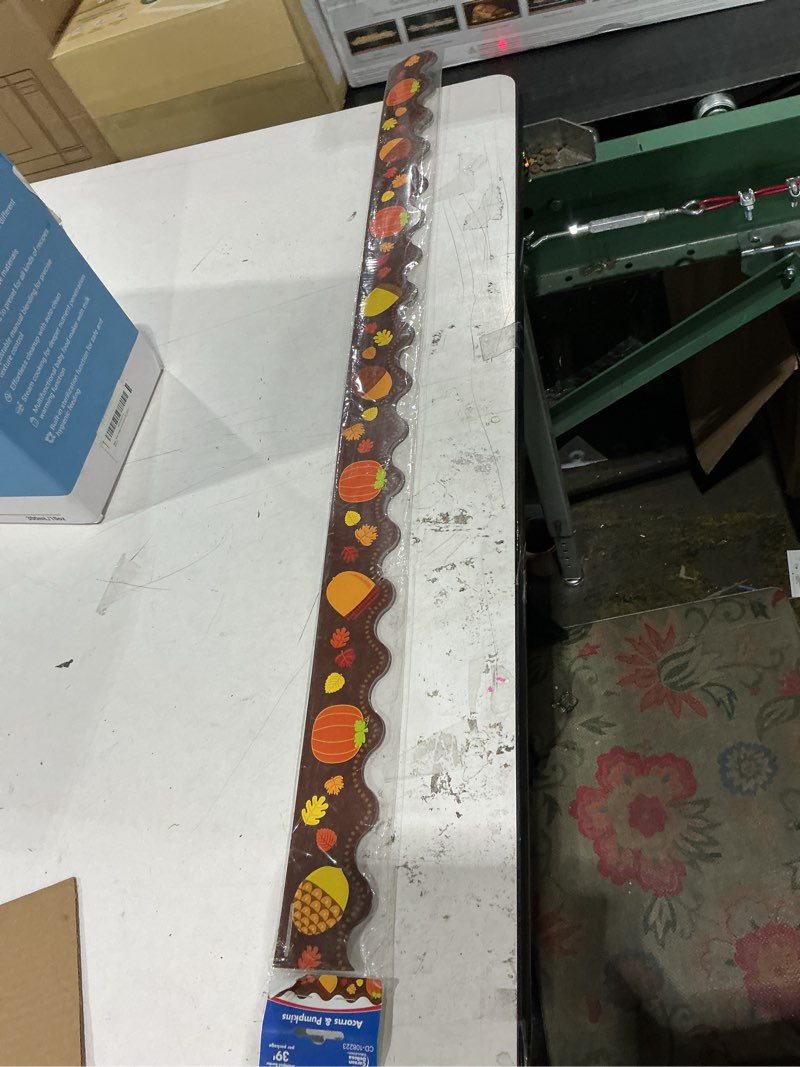 Condition photo showing New/Like New for carson dellosa cd-108223 acorns & pumpkins scalloped border