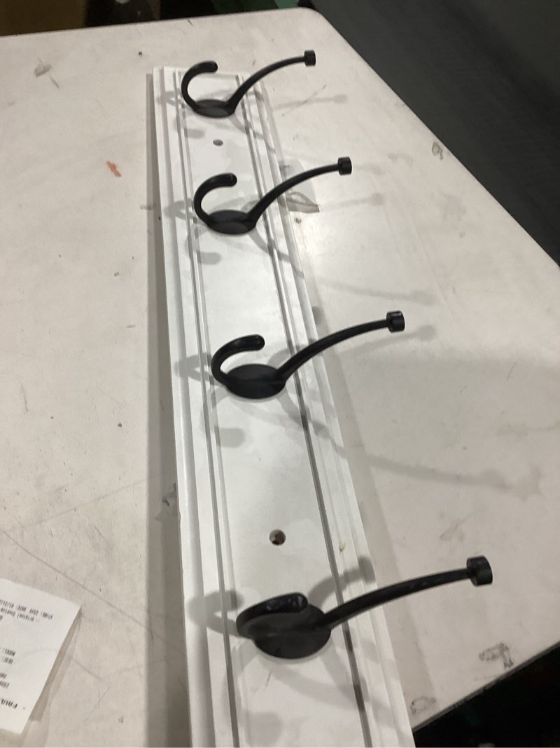 Condition photo showing Good Condition for Style Selections 4 -Hook 27.01-in x 4.49-in H White rail and black hooks Decorative Wall Hook
