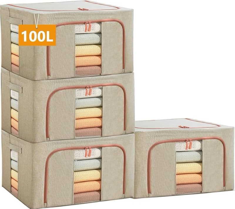 large storage bags,stackable clothes storage bins with hold shape metal frame,foldable closet organi
