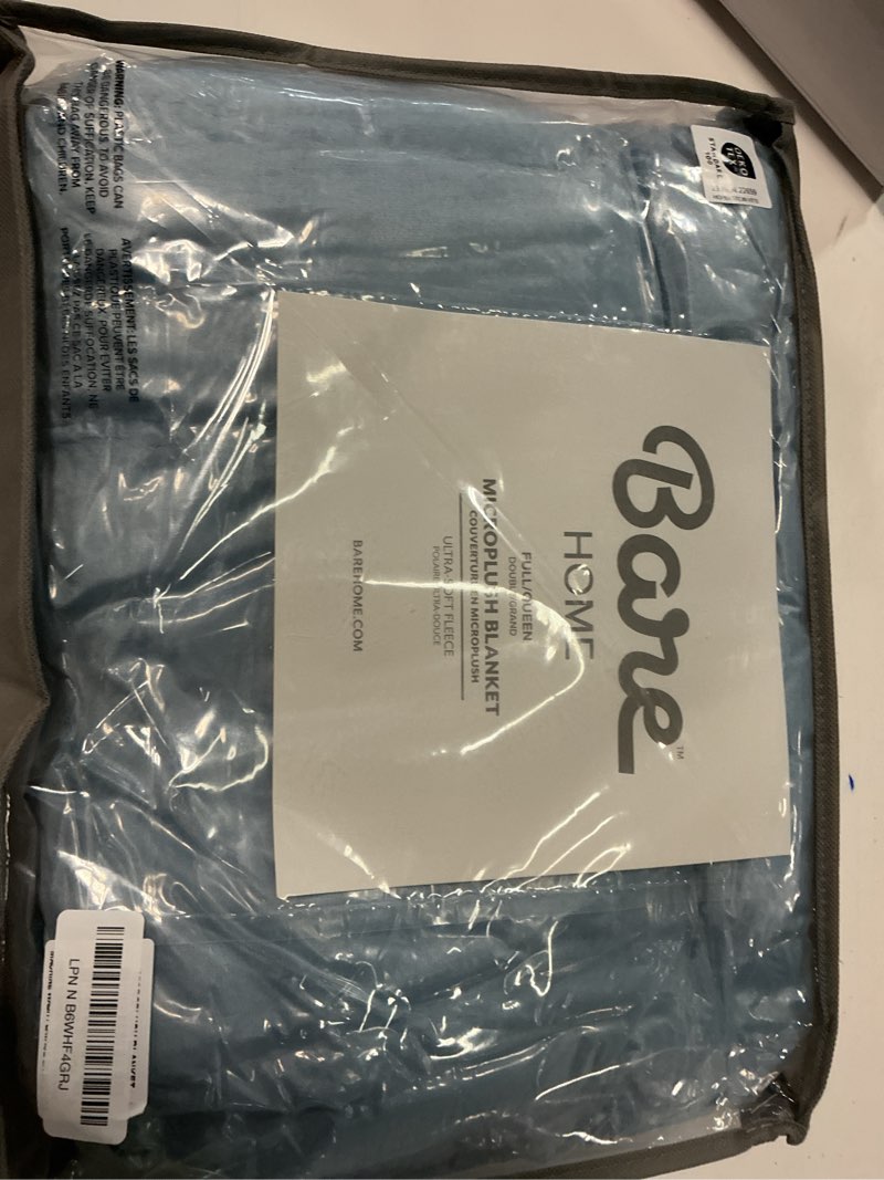 Condition photo showing New/Like New for bare home fleece blanket - full/queen - ultra-soft lightweight for bed, sofa, and couch - luxury microplush - cozy warm blanket (full/queen, coronet blue) full/queen 07 - coronet blue