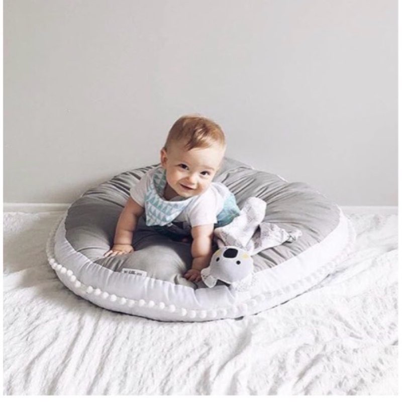large kids floor cushion seating, circle kids floor pillow for children, round playroom pillows reading nook big pillow, oversized pillow mat for kid seating teepee nursery canopy, grey