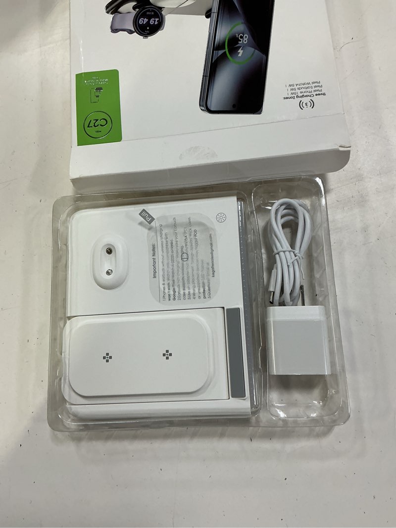 Condition photo showing Good Condition for wireless charger for google pixel watch 4 only,4 in 1 wireless charging station bedside night light for google pixel 10 pro fold/10 pro xl/10 pro/10/9/8/7,buds pro 2/pro/2,phone charger warm gifts white