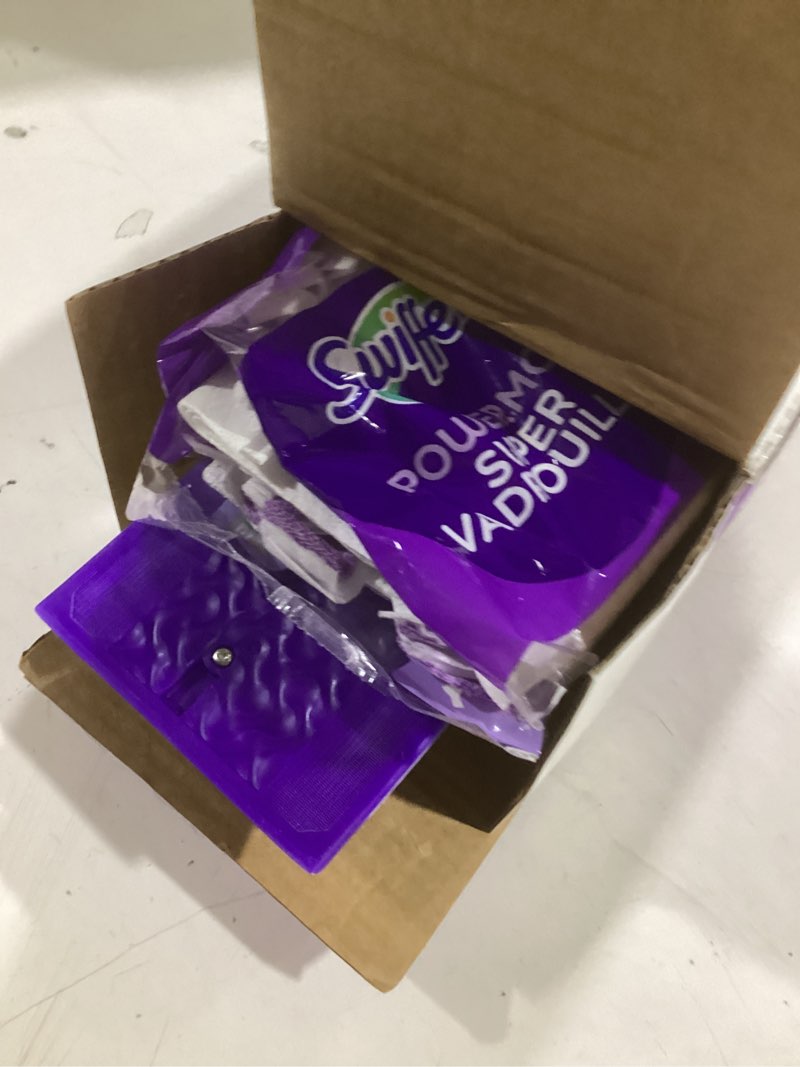 Condition photo showing Good Condition for swiffer powermop multi-surface mop kit for floor cleaning, fresh scent, mopping kit includes powermop, 2 mopping pad refills, 1 floor cleaning solution with fresh scent and 2 batteries purple and white