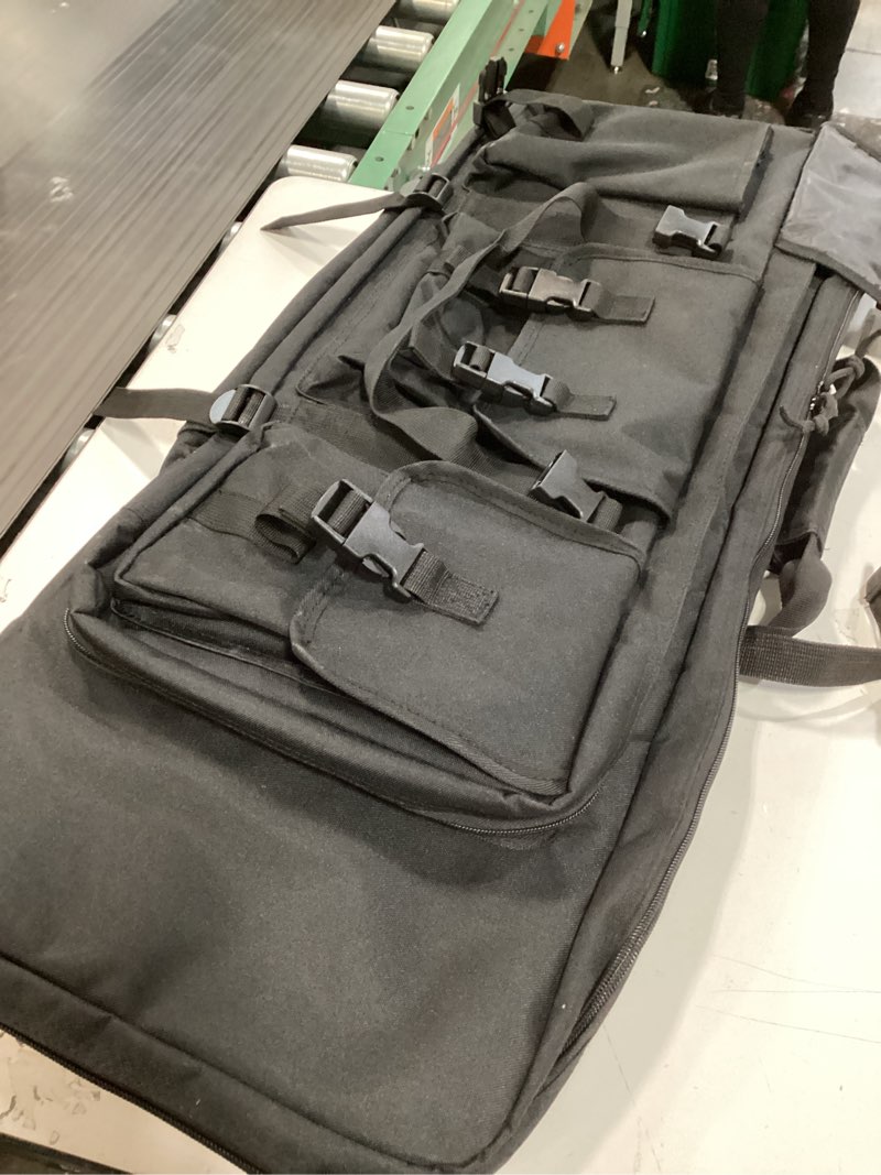 Condition photo showing As Is for DULCE DOM 32/36/42/48/52 inch Double Rifle Case Soft Bag Gun Case, Perfect for Rifle Pistol Firearm Storage and Transportation, All Around Shooting Range Tactical Rifle Backpack, Indoor Outdoor Black 36''x12''