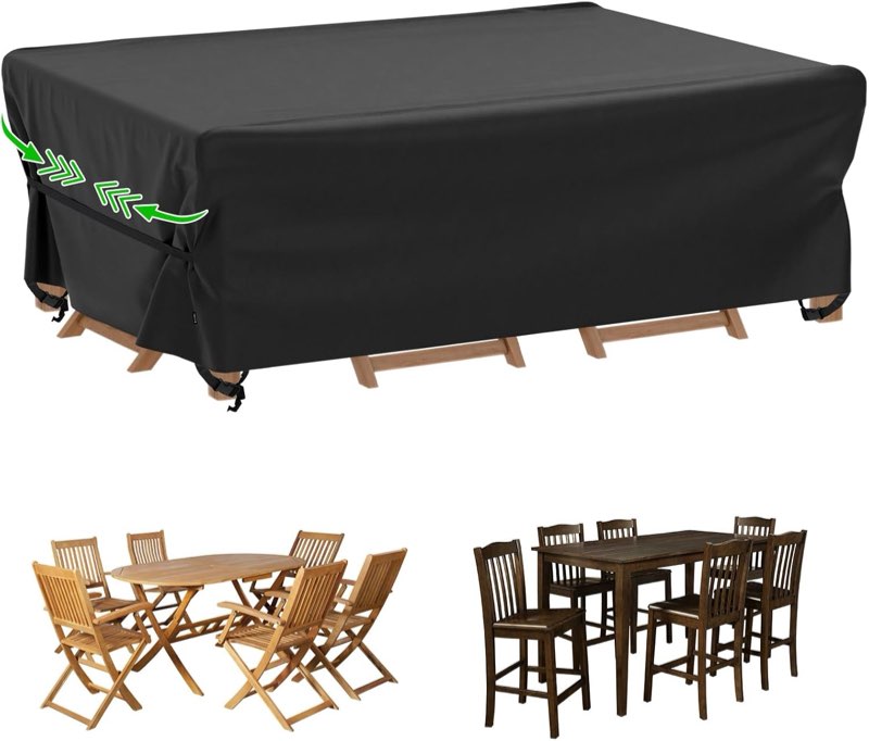velway – housses pour meubles de jardin en patio, imperméables - housse rectangulaire pour ensemble de table, chaise et canapé en tissu oxford 420d, très résistante, super coupe-vent, anti-uv, avec(188*. 120*. 71cm)