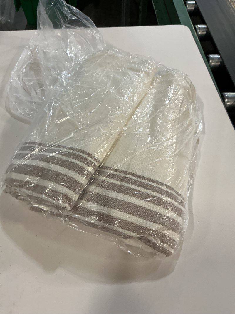 Condition photo showing Good Condition for coastal stripe linen cotton curtain, 48x96, ivory/natural(1 panel)