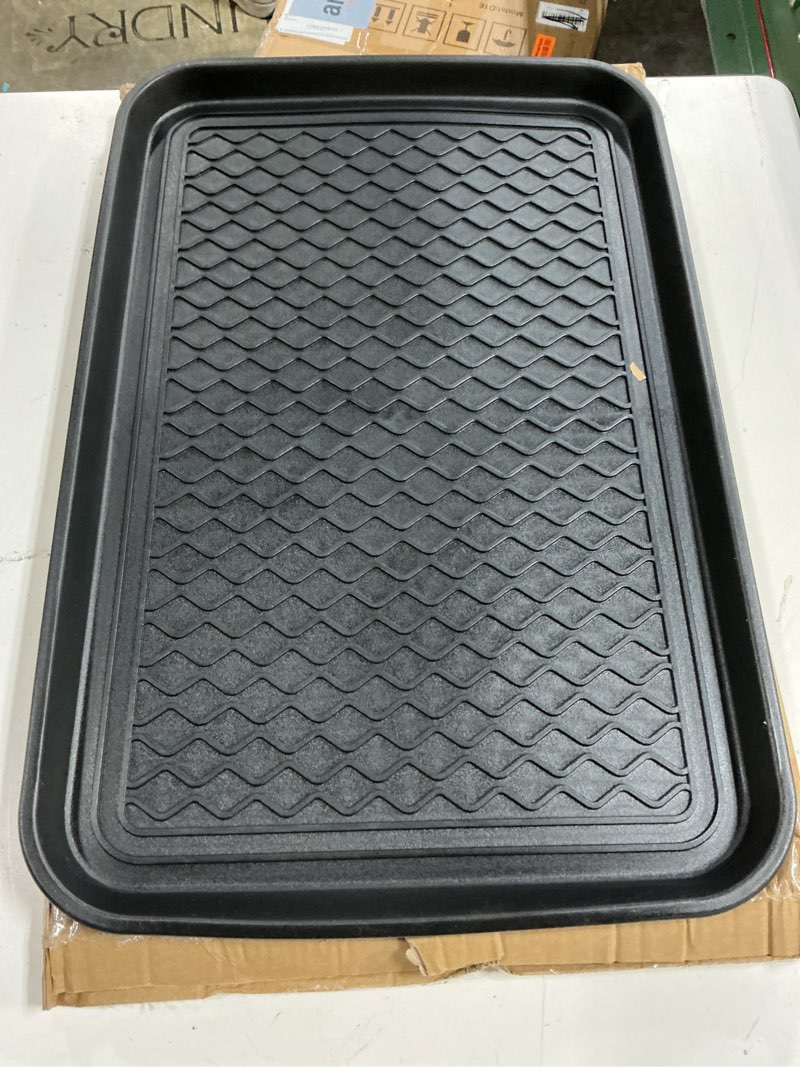 Condition photo showing New/Like New for all-weather indoor/outdoor mat for boots - weather-resistant hard plastic shoe and boot tray with raised edge by stalwart (black, medium) black 1