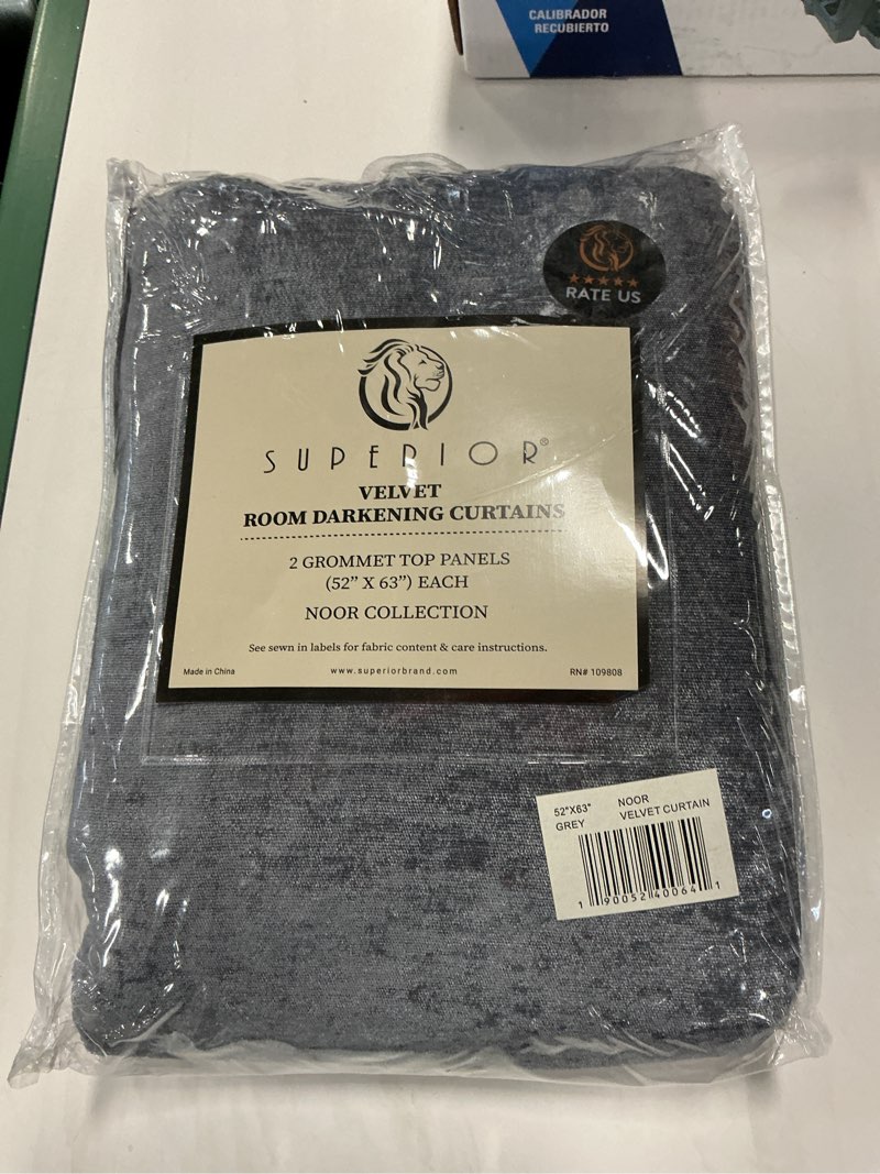 Condition photo showing New/Like New for Superior Chenille Curtains, Semi-Blackout, Room Darkening, Sun-Blocking Drapes, Soft Velvety Window 52”x63” Grey 