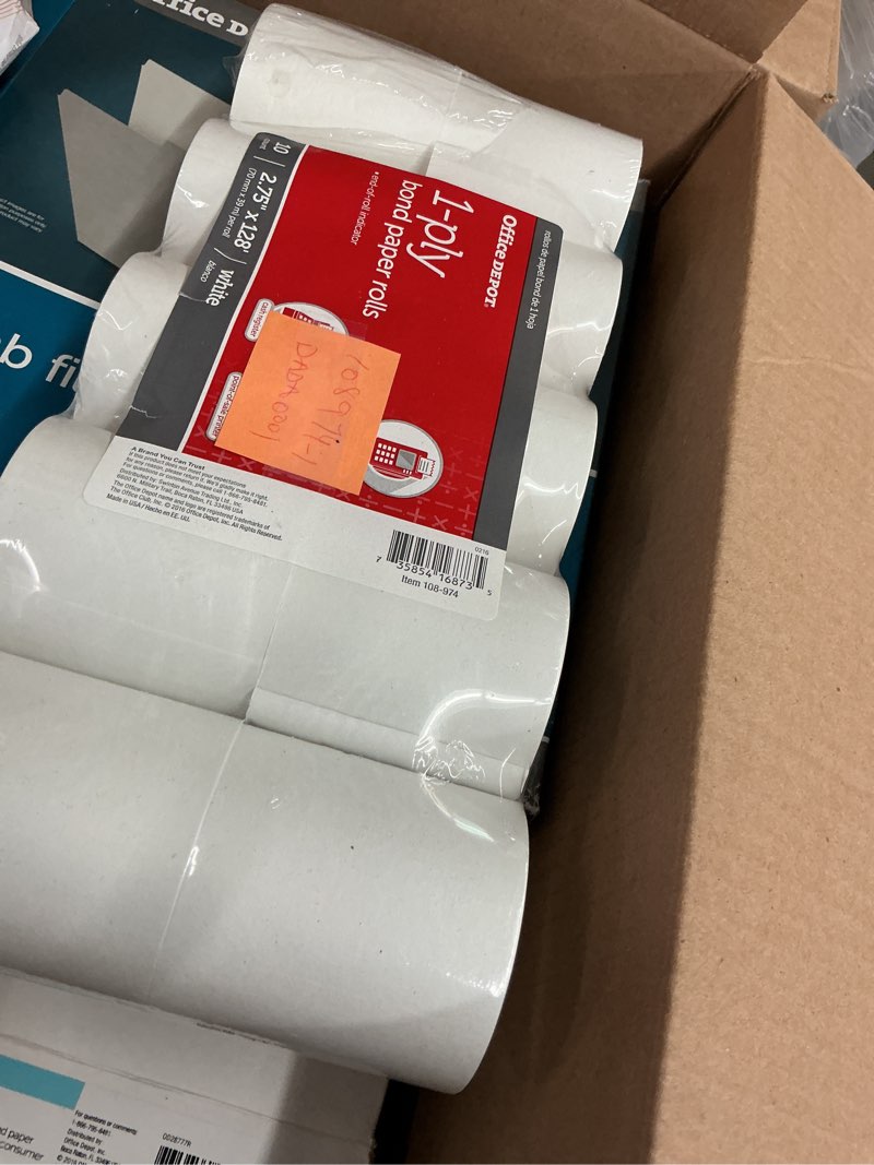 Condition photo showing Good Condition for office depot brand 1-ply bond paper rolls, 2-3/4" x 128', white, pack of 10