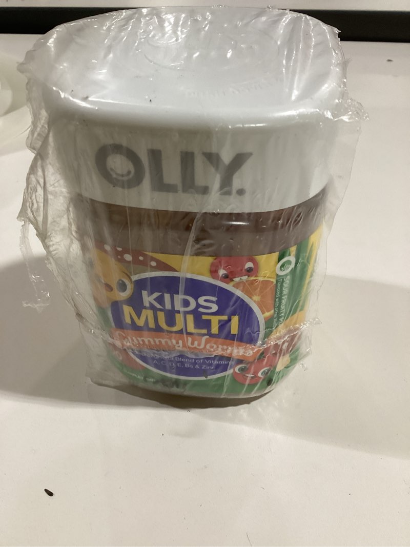 Condition photo showing New/Like New for OLLY Kids Multivitamin Gummy Worms, Overall Health and Immune Support, Vitamins and Minerals A, C, D, E, Bs and Zinc, Kids Chewable Supplement, Sour Fruit Punch, 45 Day Supply - 100 Count Bottle 100 Count (Pack of 1)