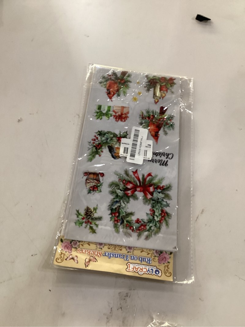 OLYCRAFT 3pcs/Set Christmas Day Rub on Transfer for Crafts and Furniture 6x12 Inch Christmas Tree Gi