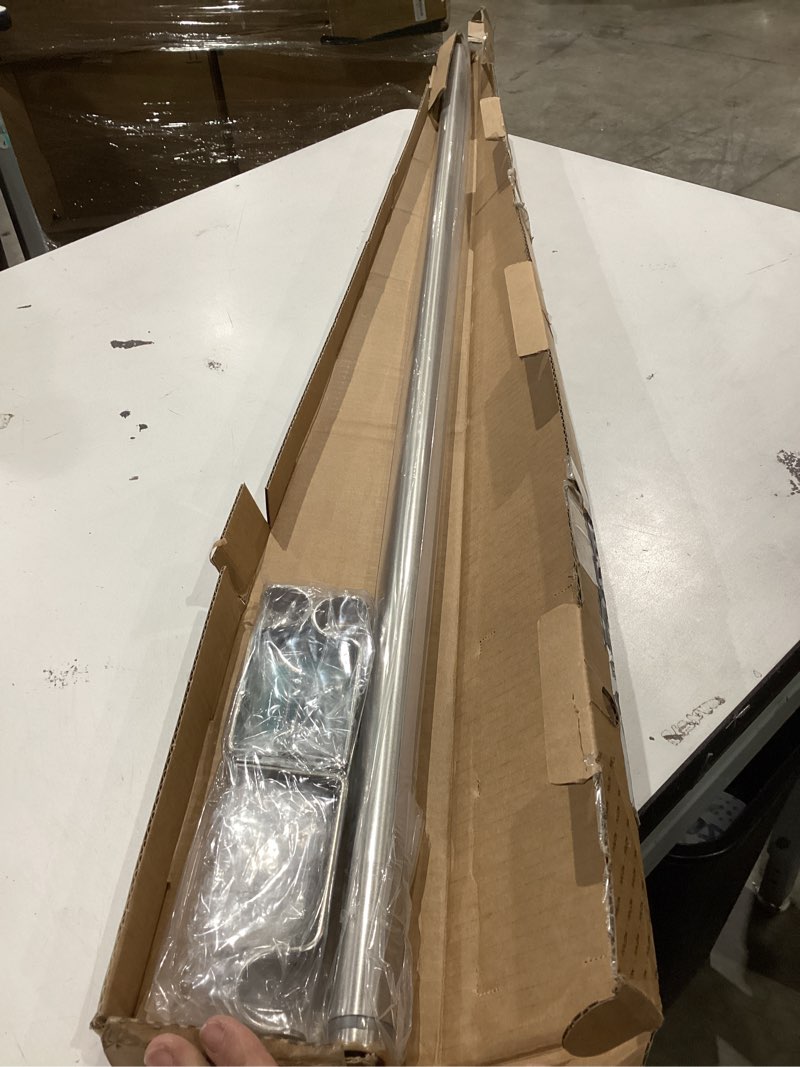 Condition photo showing Good Condition for ivilon drapery window curtain rod - end cap style design 1 inch pole. 48 to 86 inch color brushed nickel 48 to 86 in.