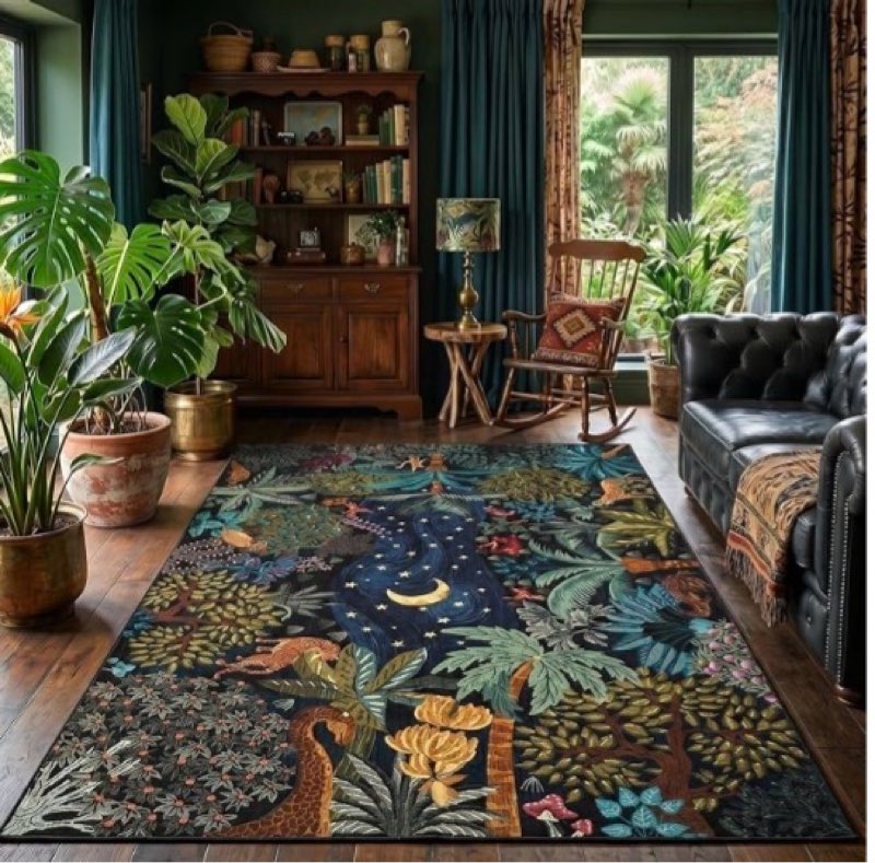 garveehome 5x7 jungle area rug washable rugs for living room bedroom, soft low pile non slip accent floor mat animal print throw rug indoor carpet dining room playroom