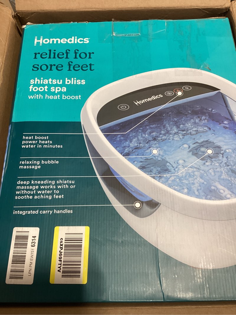 Condition photo showing New/Like New for HoMedics Shiatsu Bliss Footbath with Heat Boost, Foot Spa Massager, Deep Kneading Pedicure Tub, Vibrating Bubbles with Soothing Heat, Portable at-Home Spa