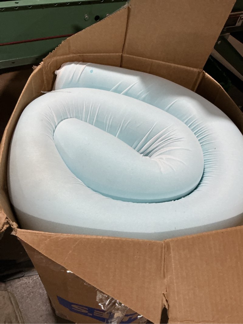 Condition photo showing As Is for memory foam mattress topper  mattress pad gel infused foam bed topper, ventilated soft blue,