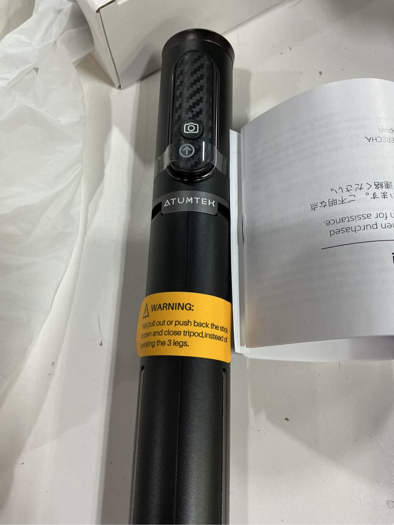 Condition photo showing New/Like New for ATUMTEK Selfie Stick Tripod, 3-in-1 Extendable Aluminum Phone Tripod with Detachable Bluetooth Remote, Compatible with iPhone 17/16/15/14/13/12/11/11 Pro/XS Max/XR and Samsung Smartphones, Black