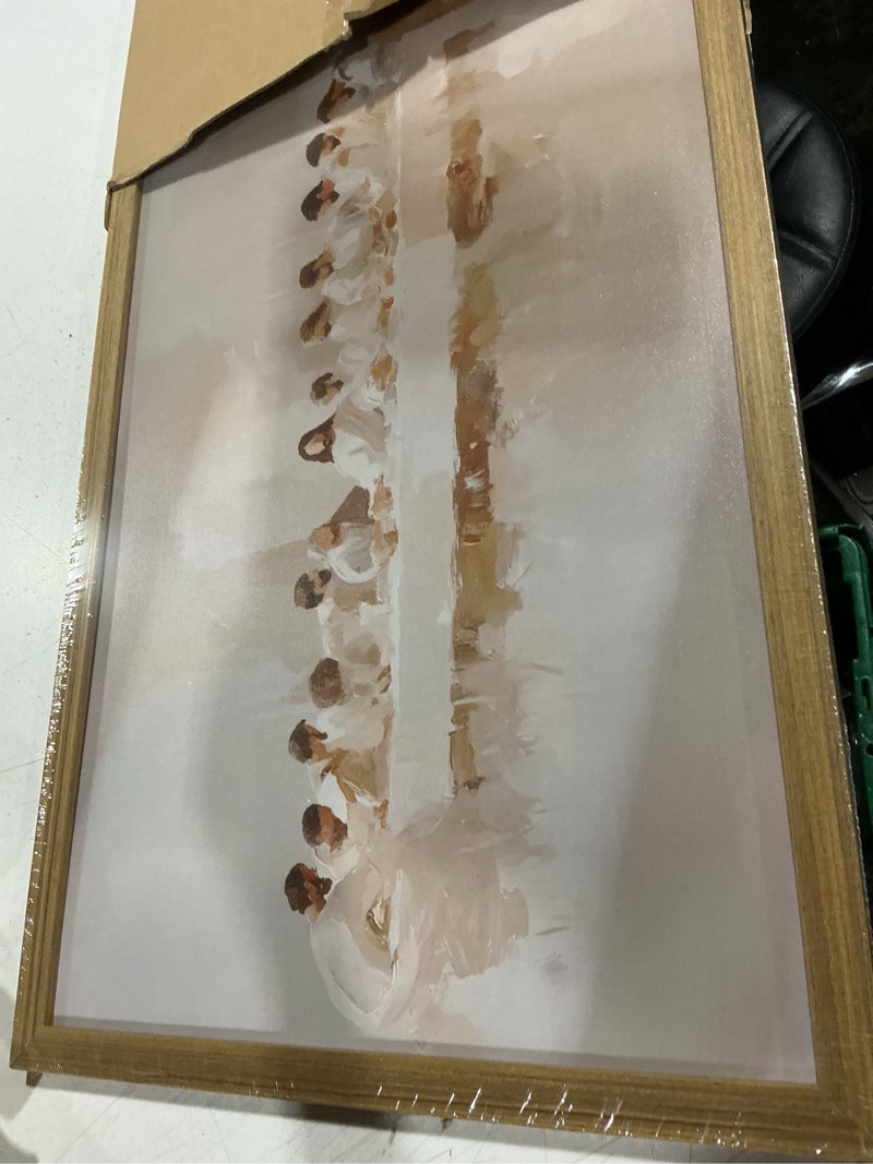 Condition photo showing Good Condition for framed last supper wall art, religious christian posters print, christian wall decor, christianity gift for her, christ canvas picture last supper artful for dining room church – 16x24 inch the last supper framed 24"l x 16"w