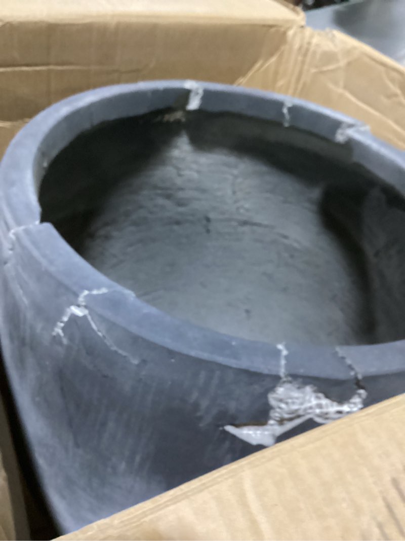 Condition photo showing Good Condition for kante tall concrete planter, 21.7-inch height black large indoor outdoor plant pot with drainage hole for patio garden home, modern decor for flowers and tree