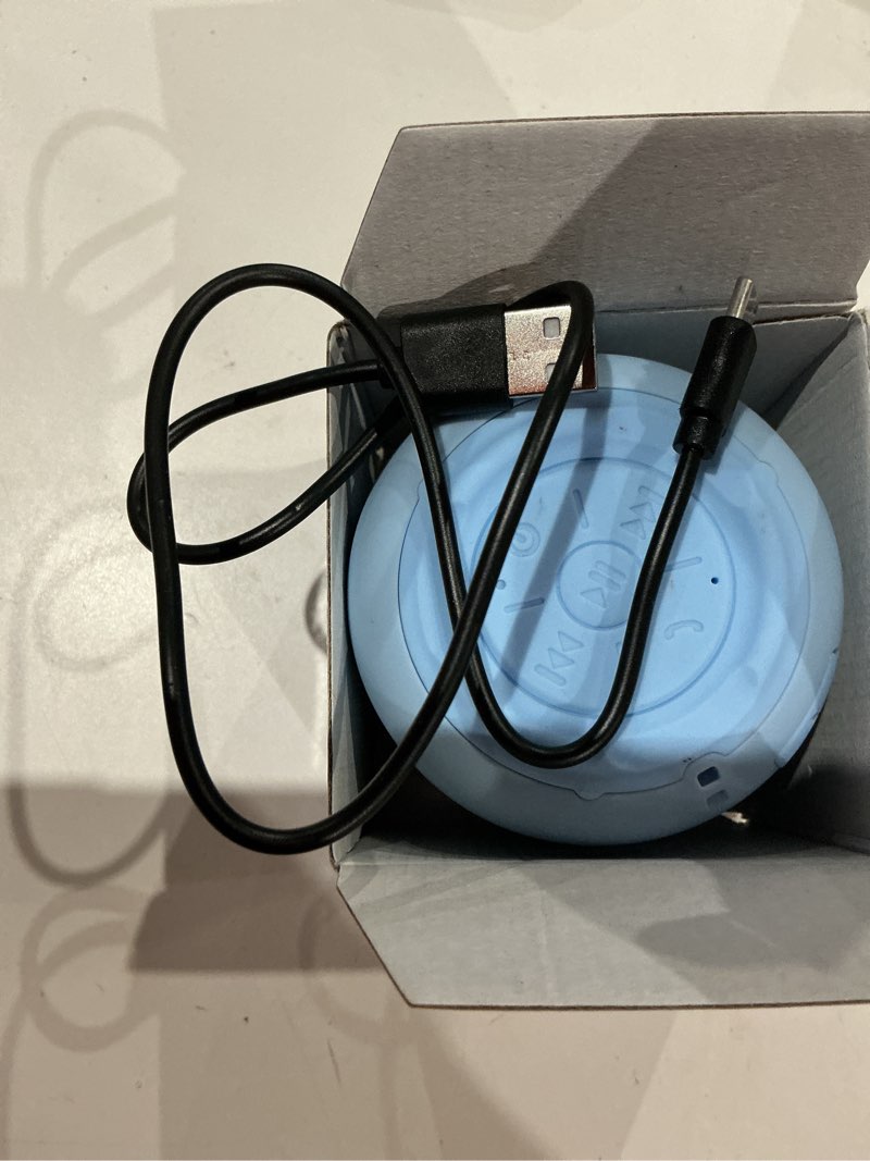 Condition photo showing As Is for bobtot portable bluetooth speakers with strap easy to carry, wireless ipx5 waterproof mini speaker with loud stereo sound, 20 hours playtime, rechargeable battery, built-in microphone, blue