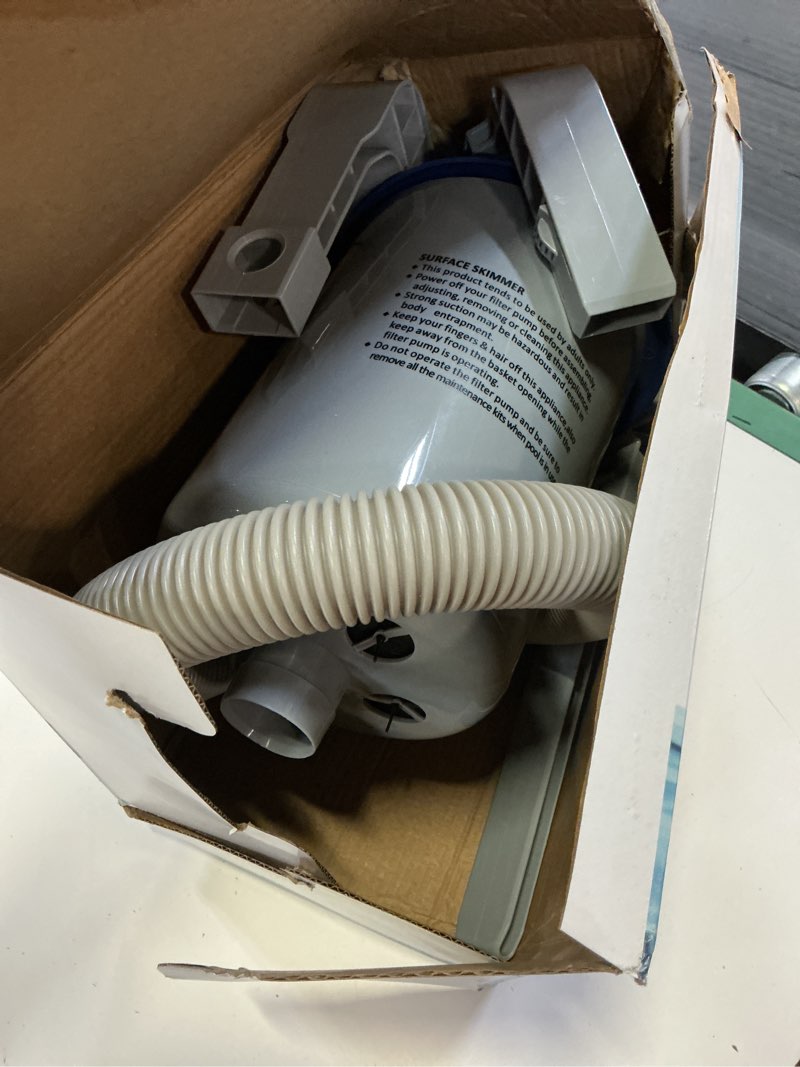 Condition photo showing As Is for sepetrel above ground pool surface skimmer, wall mount pool maintenance accessories for inflatable collars, tubular & metal frame pools, floating skimmer basket - efficiently removes debris